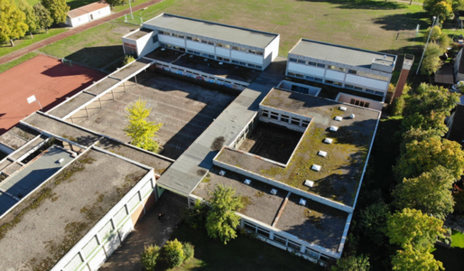 Luftbild Bestandsgebäude ehemalige Hauptschule Unterspiesheim